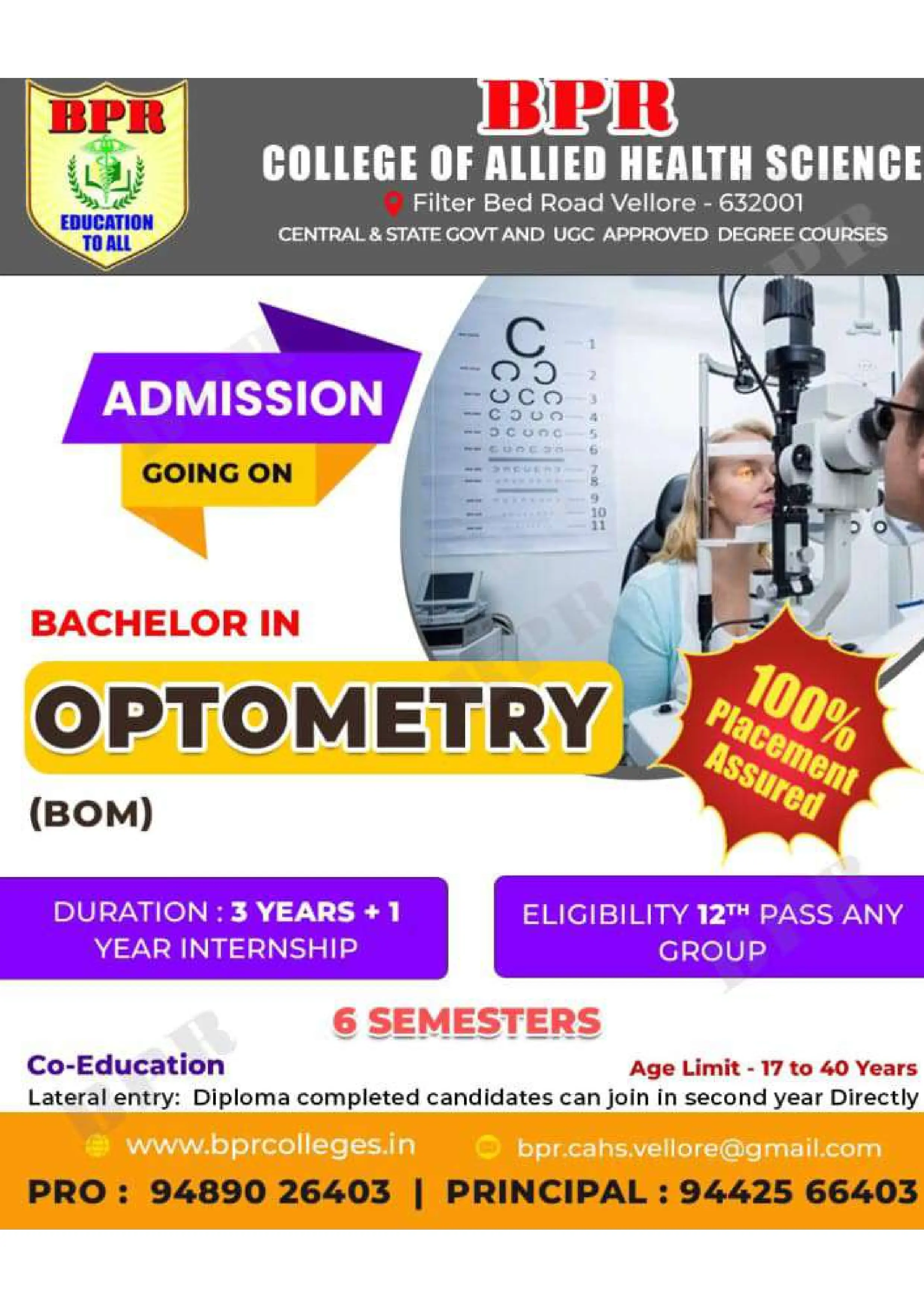 BPR Health 2 – Featured Programs - BPR Group of Institutions Vellore Campus Flyer